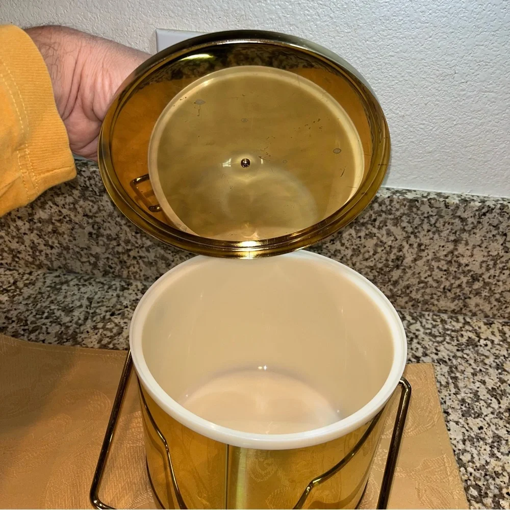 Vintage MCM Kromex made in USA Ice Bucket gold